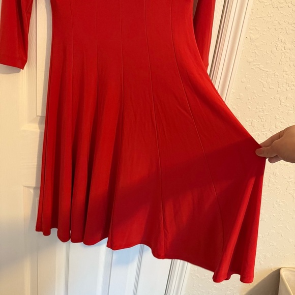 Lauren Ralph Lauren Red 3/4 Sleeve Fit Flare Dress 4P Office Formal Business - Picture 3 of 9